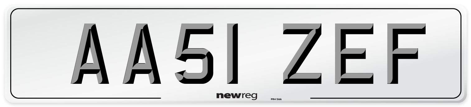 AA51 ZEF Number Plate from New Reg
